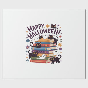Spökkatts läsning Bokälskare Gåvor Halloween Kusli Presentpapper