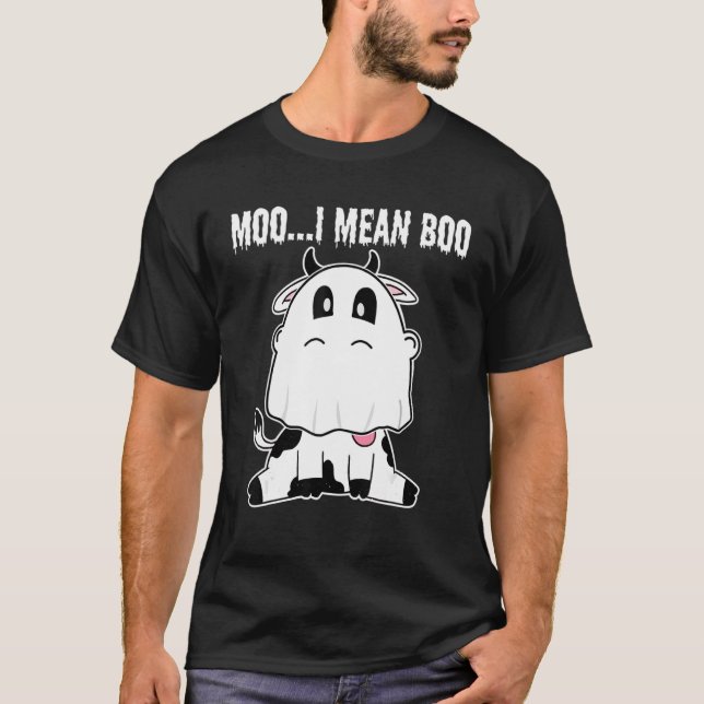 Spökko Mör Människa Jag Menar Boo Pumpa Måne Hallo T Shirt (Framsida)