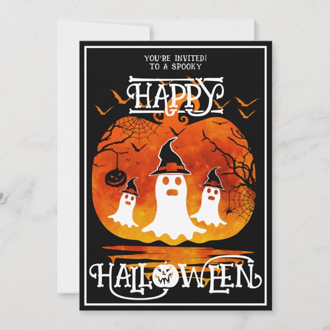 Spökkyrkogård Glad Halloween Skrämmande Händelser Inbjudningar (Framsida)