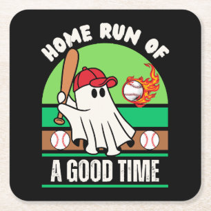 Spöklik basebollspelare Halloween Underlägg Papper Kvadrat