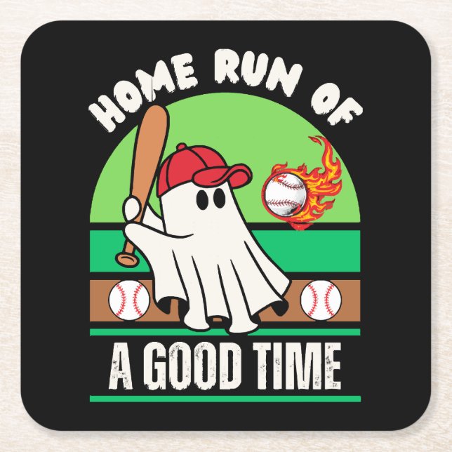 Spöklik basebollspelare Halloween Underlägg Papper Kvadrat (Framsidan)