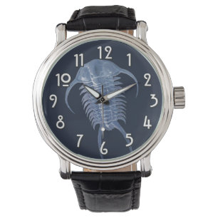 Spöklik blå "Paleo-chic" Paraceraurus Trilobit Armbandsur