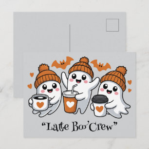 spöklik boba,Kawaii boo, söt spöklik Halloween Vykort
