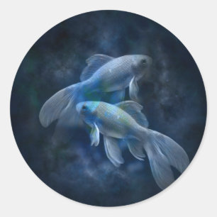 Spöklik fisk runt klistermärke