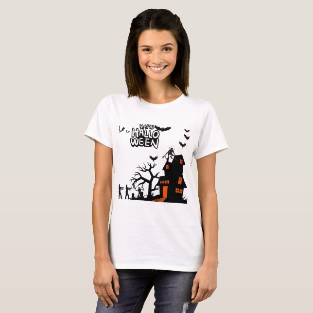 Spöklik fyrverkeriparad vit t shirt (Hel framsida)