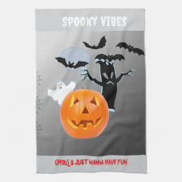 Spöklik glöd "Skrämmande stämning" Halloween Kökshandduk