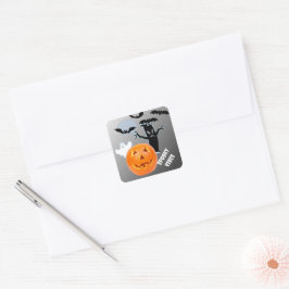 Spöklik Glöd "Skrämmande Vibrationer" Halloween Fyrkantigt Klistermärke