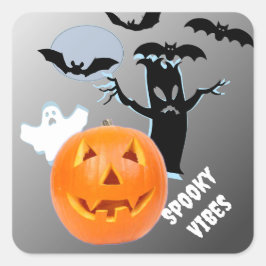 Spöklik glöd "Spooky Vibes" Halloween Fyrkantigt Klistermärke