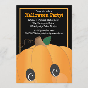 Spöklik gullig pumpahuvudhalloween fest inbjudningar