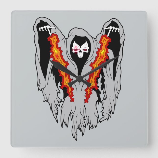 Spöklik Gunship AC-130 Fyrkantig Klocka (Framsida)