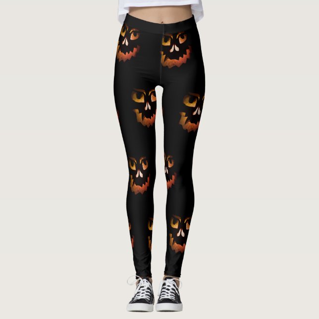 Spöklik Halloween damasker Leggings (Framsida)