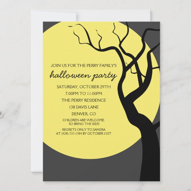 Spöklik halloween festinbjudan för fullmåne inbjudningar (Framsida)