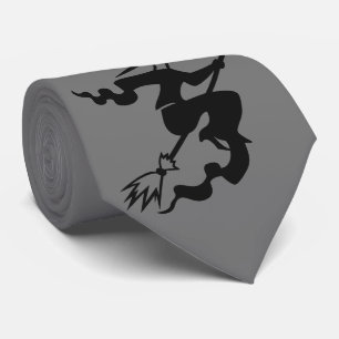 spöklik halloween häxa på flygbroomstickroligt slips