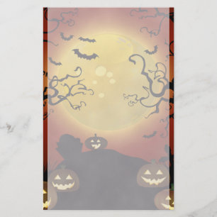 Spöklik Halloween måne-, pumpa- och Brevpapper