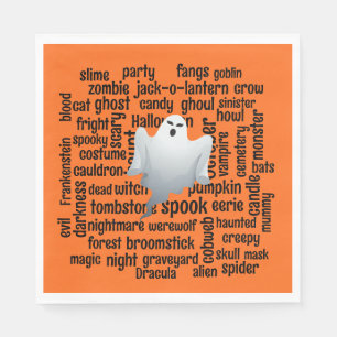 Spöklik Halloween-ordmoln Pappersservett