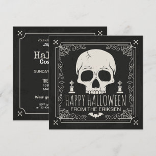 Spöklik inbjudan för party för skalleHalloween