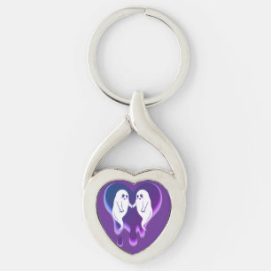 Spöklik kärlek twisted heart silverfärgad nyckelring