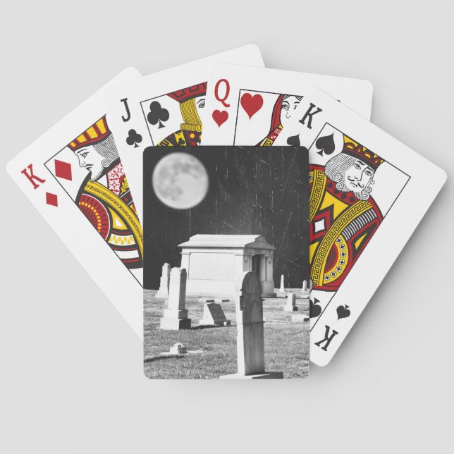 Spöklik kyrkogårdcykel som leker kort spel kort (Baksidan)