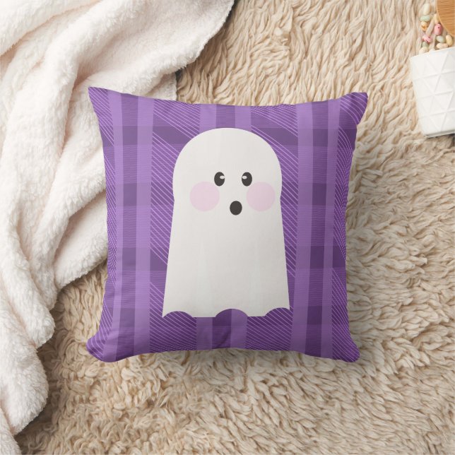 Spöklik lila rutig Halloween-kastkudde Kudde (Filt)