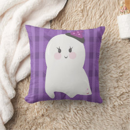 Spöklik lila rutig Halloween Kudde