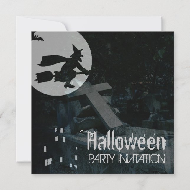 Spöklik natthalloween festinbjudan inbjudningar (Framsida)