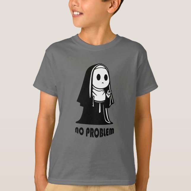 Spöklik nunna med huva t shirt (Framsida)