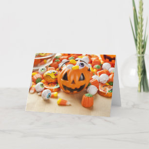 Spöklik orange Halloween godis Kort
