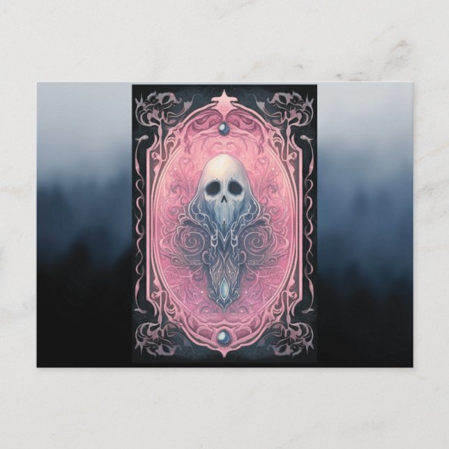 Spöklik rosa och svart tarot-rök Halloween Helg Vykort (Framsida)