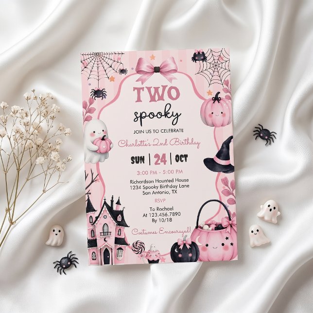 Spöklik rosa pumpa flicka 2-års födelsedagsinbjuda inbjudningar (Skapare uppladdad)