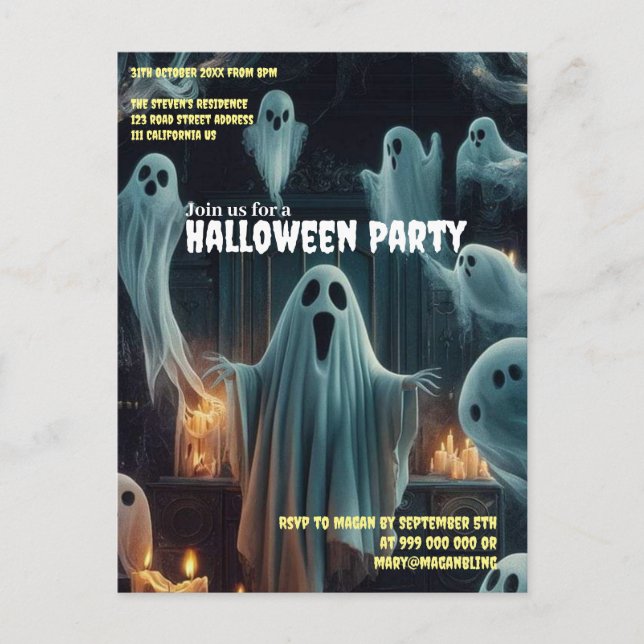 Spöklik samling Halloween kusligt spökhus Vykort (Framsida)