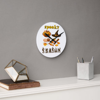 spöklik säsong Miniatyrbild av konstverk, Glad Ha Rund Klocka