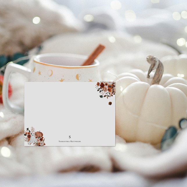 Spöklik Skördeblomma & Anpassad Spöktema Anteckningskort (Skapare uppladdad)