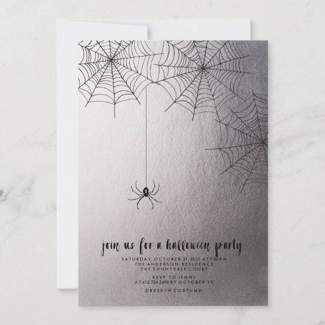 SPÖKLIK SPINDELhalloween festinbjudan Inbjudningar (Framsida)