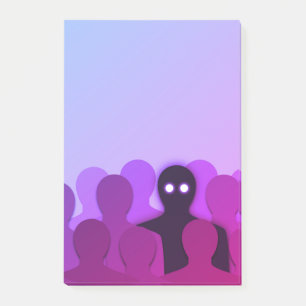 Spöklik spöke i folk folkmassafasakonst post-it block
