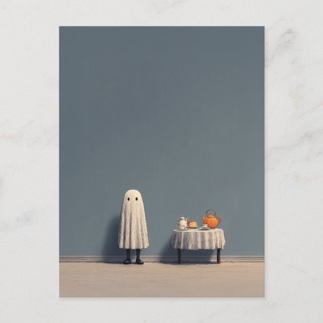 Spöklik stämning på teparty inbjudan vykort (Framsida)