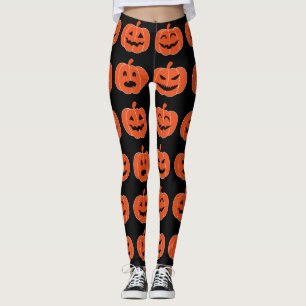 Spöklik svart för Halloween pumpajack o lantern Leggings