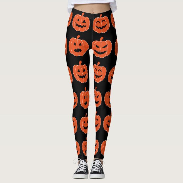 Spöklik svart för Halloween pumpajack o lantern Leggings (Framsida)