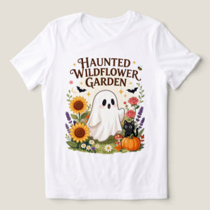 Spöklik Trädgård Med Vilda Blommor Söta Spöken Hal T Shirt