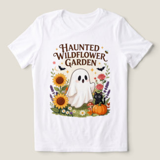 Spöklik Trädgård Med Vilda Blommor Söta Spöken Hal T Shirt