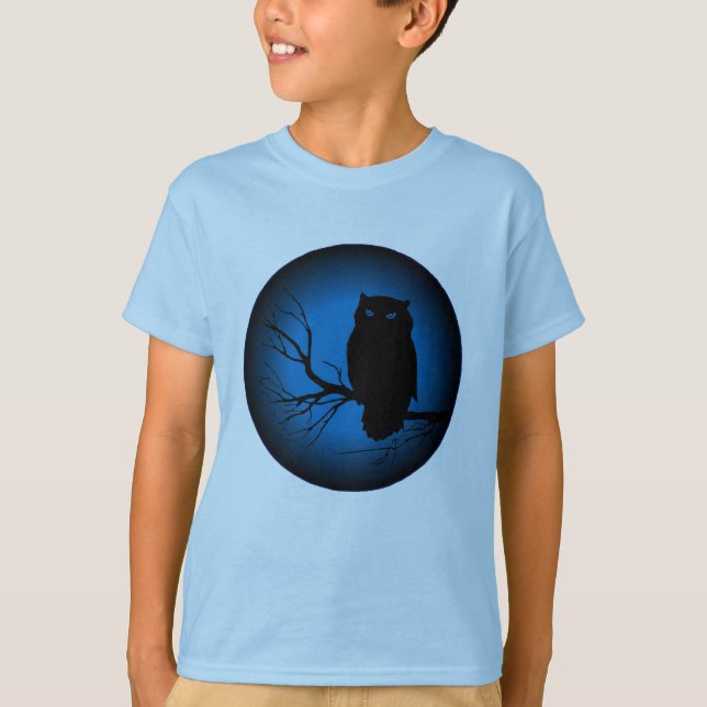 Spöklik ugglablåttmåne t shirt (Framsida)