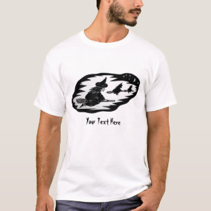 spöklika flyghäxor på broomsticks halloween t-shirt
