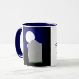 * Spöklika Halloween måne och gravsten Mugg