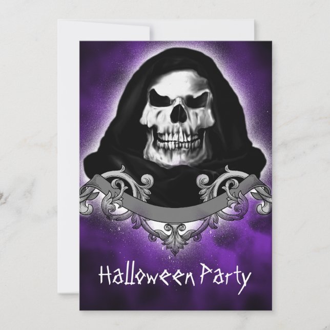 Spöklika inbjudningar för skalleReaperhalloween (Framsida)