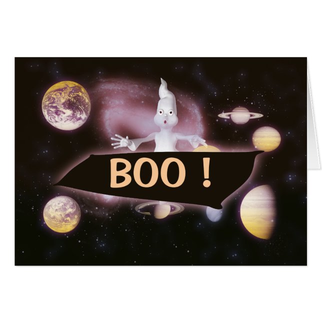 Spöklika utrymmeöverrrakningkort - anpassade hälsningskort (Framsidan Horizontal)