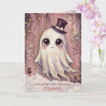 Spökliknande rosa Halloween Boo hälsning Pinkoween
