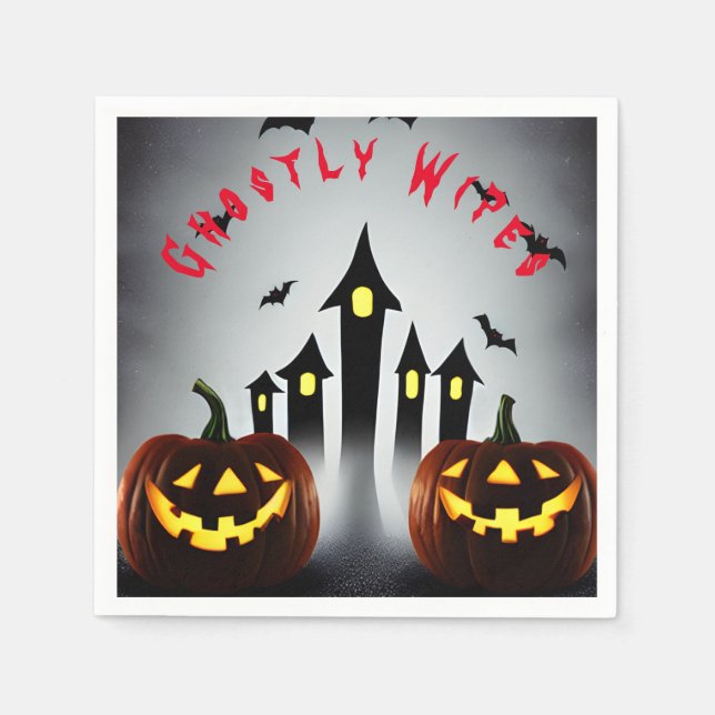 Spökliknande servetter Kuslig Halloween Jack 'o La (Framsidan)