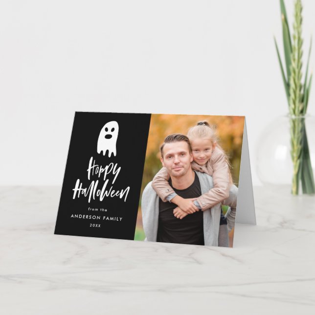 Spöklikt för fotohälsning för spöke | Halloween Kort (Framsida)