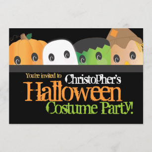 Spöklikt gulligt Halloween dräktparty Inbjudningar