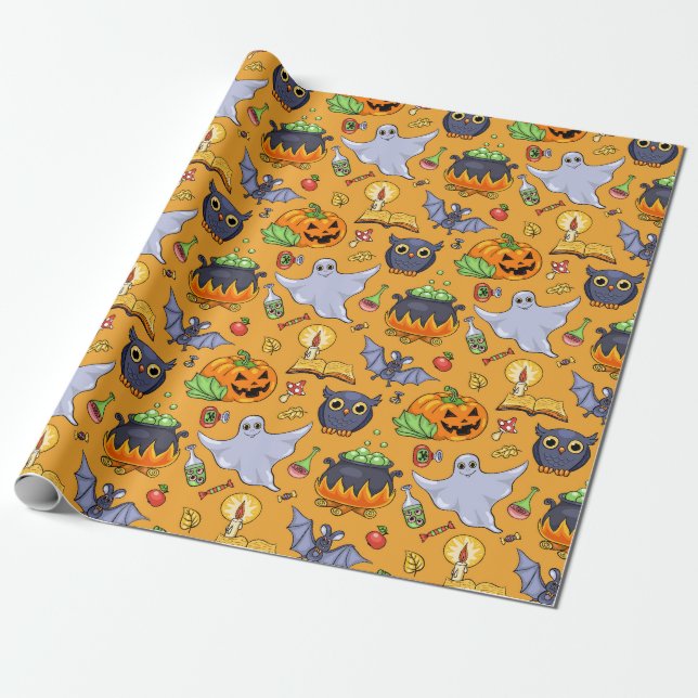 Spöklikt Halloween mönster Presentpapper (Utrullad)