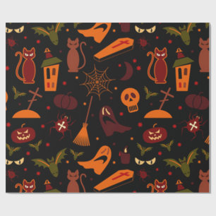 Spöklikt Halloween mönster Presentpapper